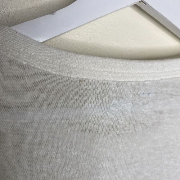 Aerie White Short Sleeve Crew Neck Graphic Palm Trees Linen T-Shirt Small - Picture 12 of 13